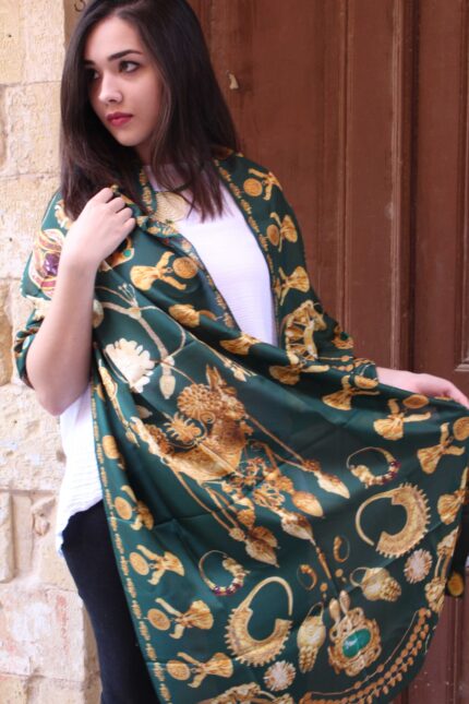 Εσάρπα Κοσμημα 70Χ200 πράσινο (5)